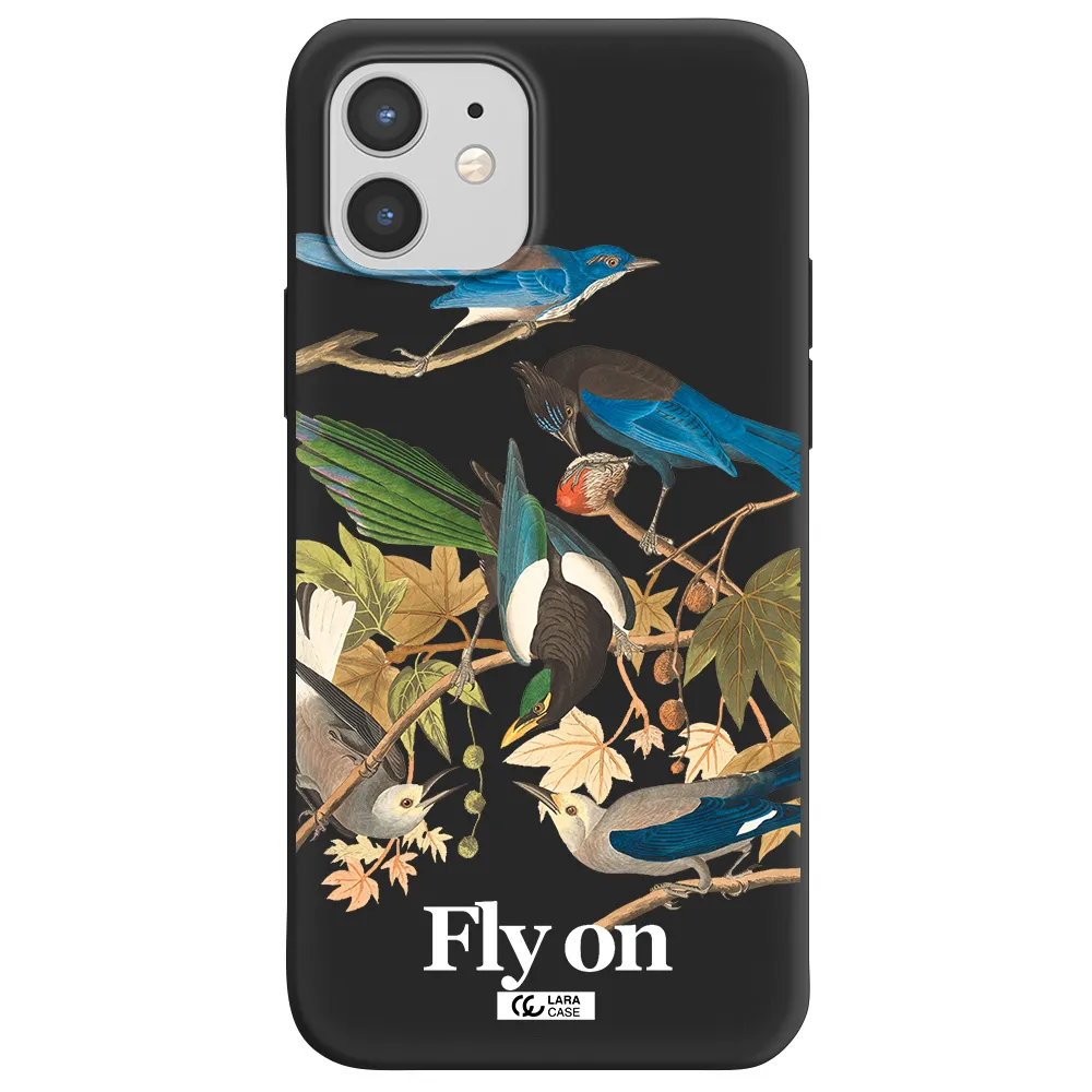 a group of birds on a branch Apple iPhone 12 mini Silicone black Case