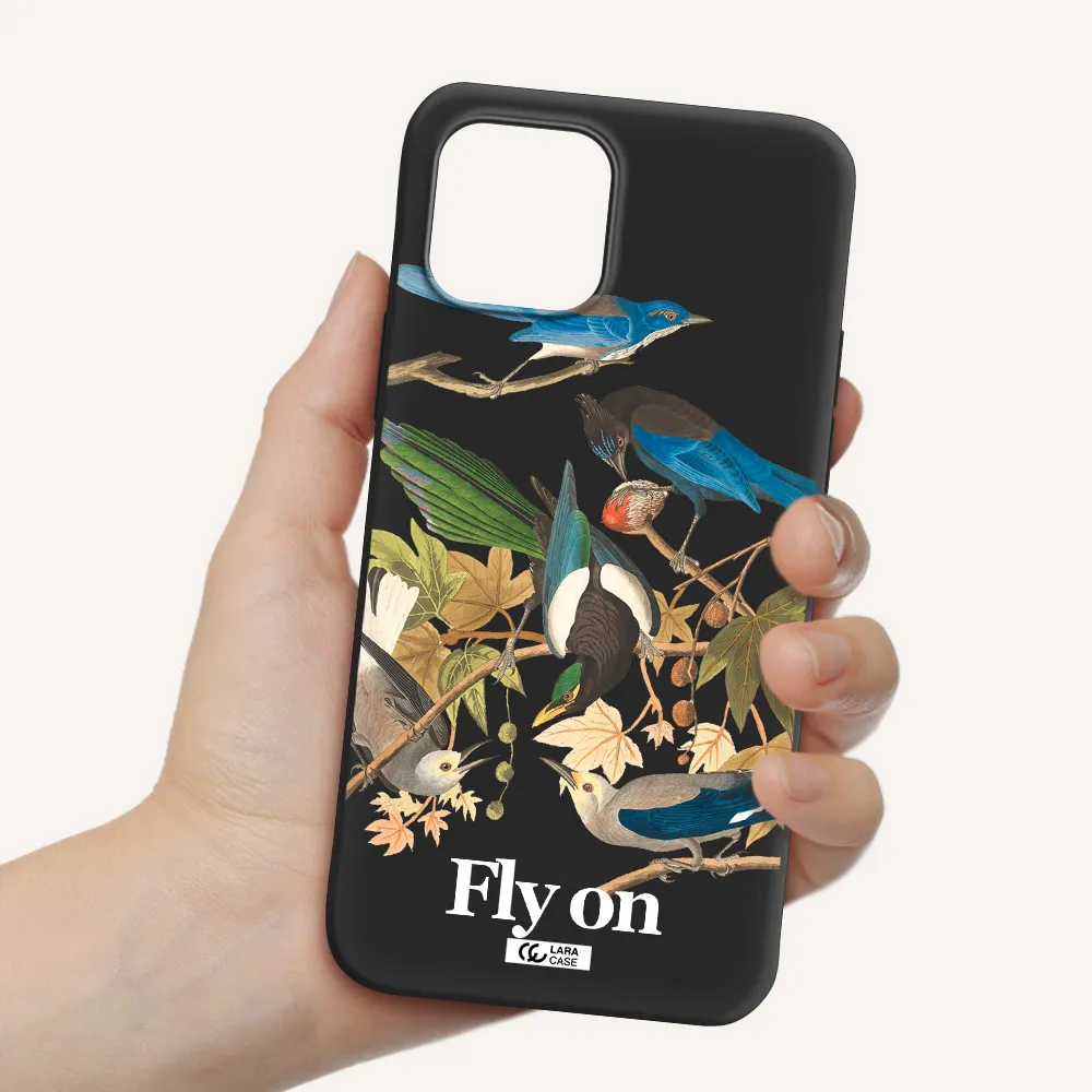 a group of birds on a branch Apple iPhone 12 mini Silicone black Case