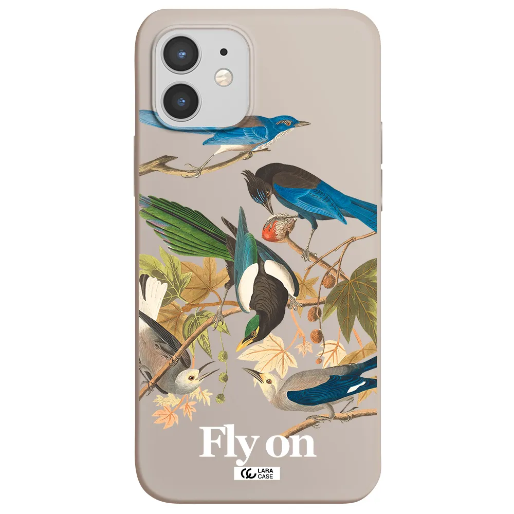 a group of birds on a branch Apple iPhone 12 mini Silicone Stone Case