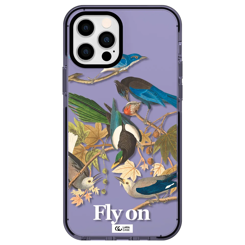 a group of birds on a branch Apple iPhone 12 pro impact Lilac Case