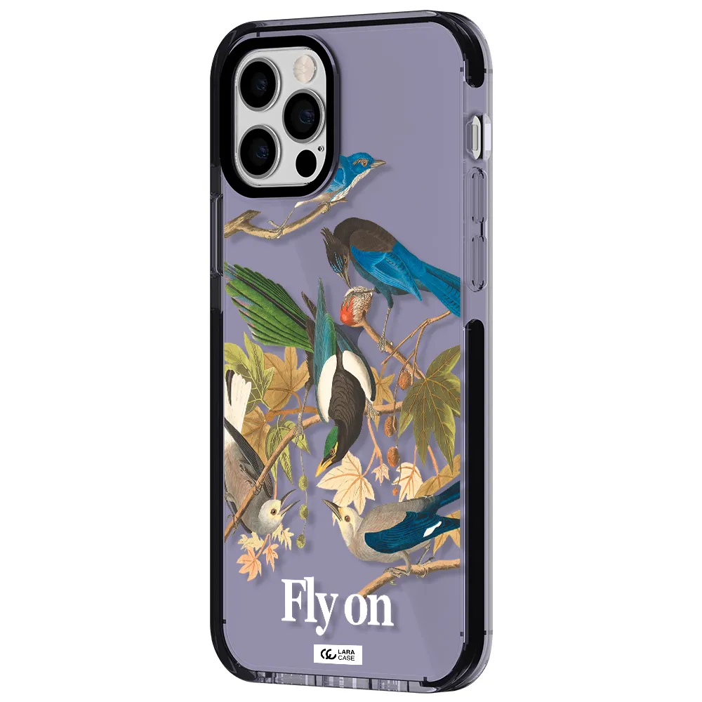 a group of birds on a branch Apple iPhone 12 pro impact Lilac Case
