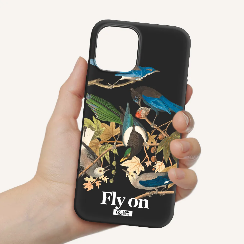 a group of birds on a branch Apple iPhone 12 pro max Silicone black Case