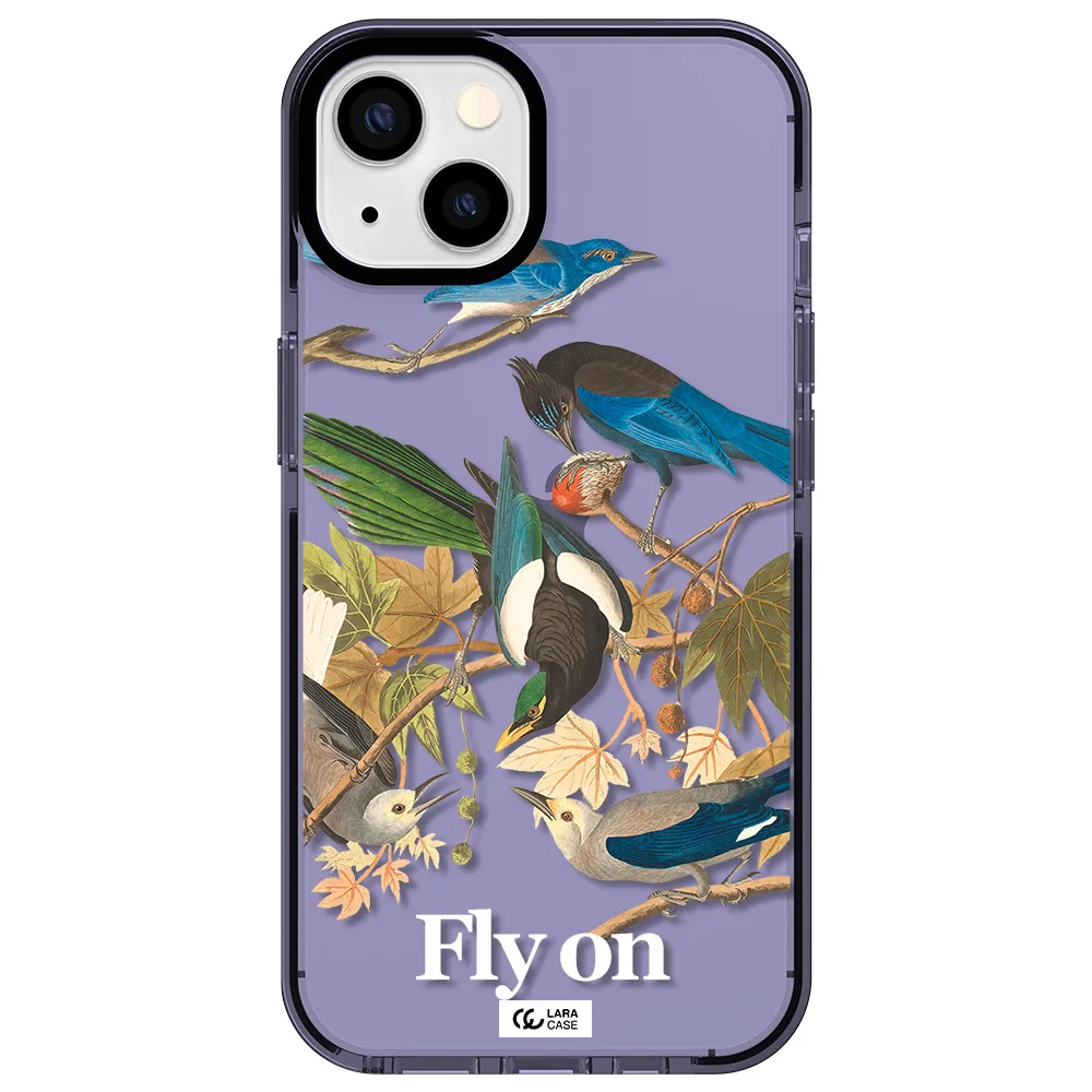 a group of birds on a branch Apple iPhone 13 impact Lilac Case