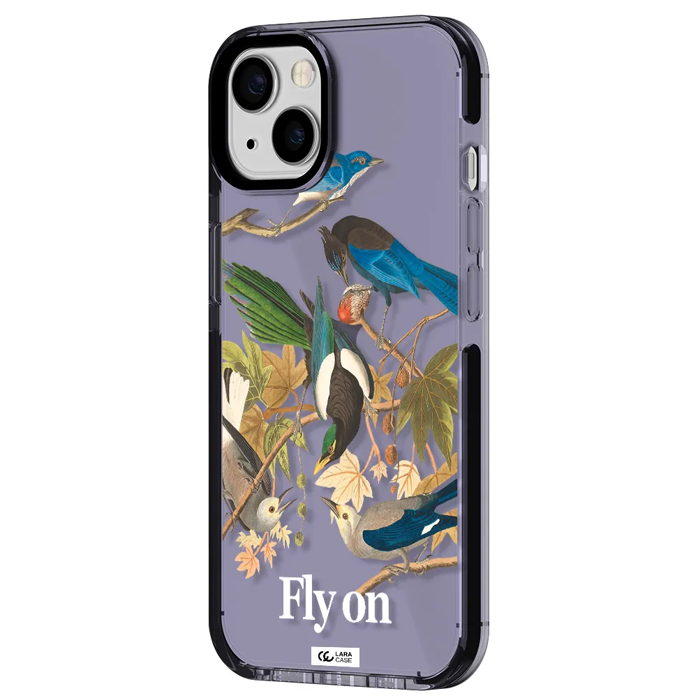 a group of birds on a branch Apple iPhone 13 impact Lilac Case