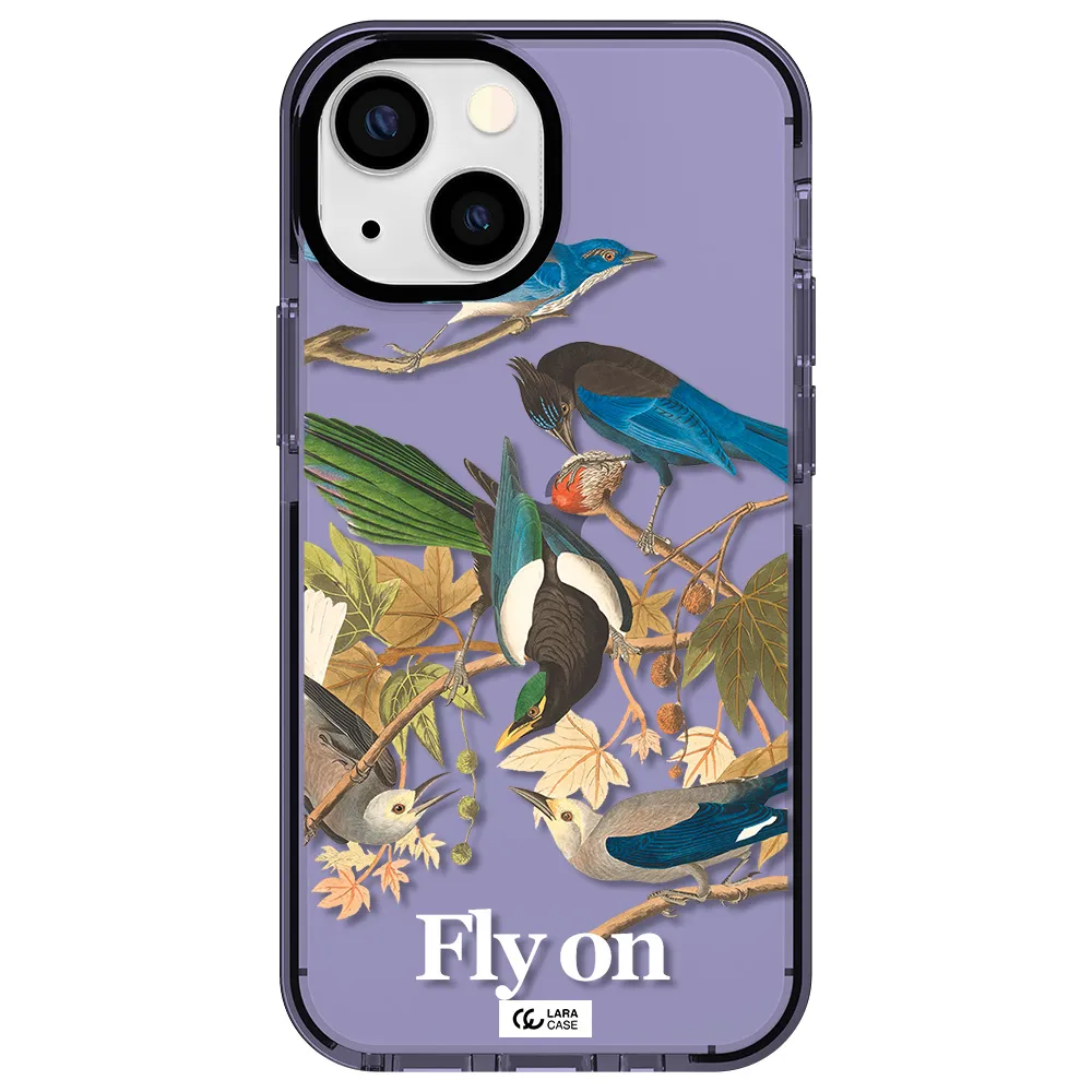 a group of birds on a branch Apple iPhone 13 mini impact Lilac Case