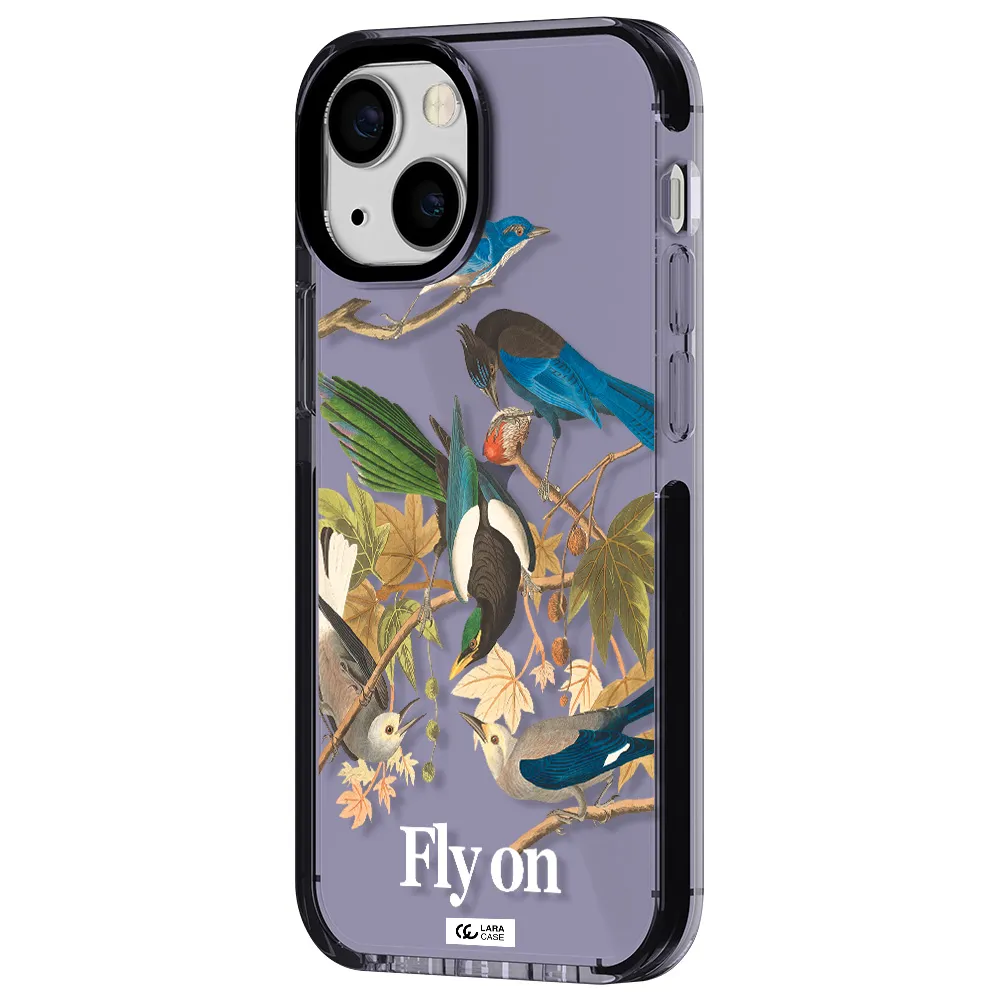 a group of birds on a branch Apple iPhone 13 mini impact Lilac Case