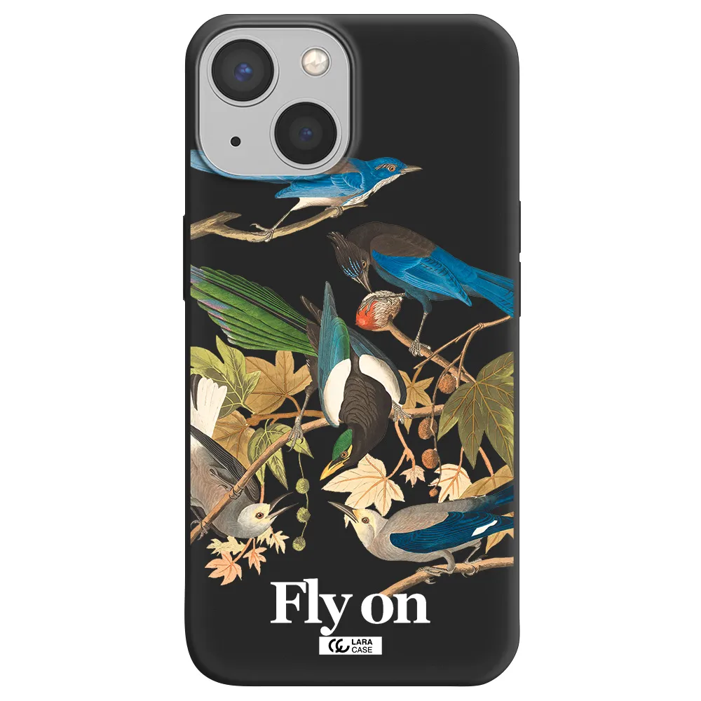 a group of birds on a branch Apple iPhone 13 mini Silicone black Case