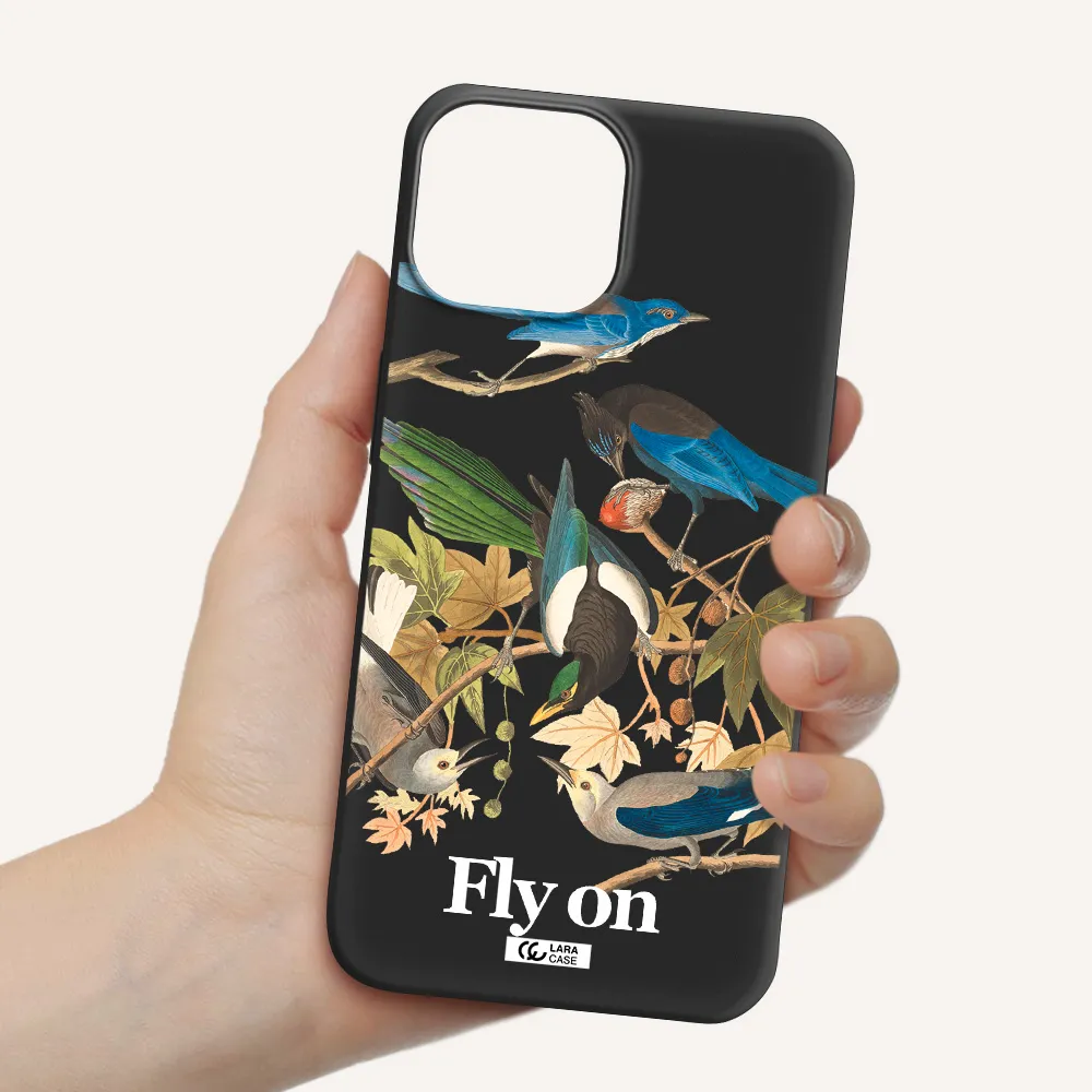 a group of birds on a branch Apple iPhone 13 mini Silicone black Case