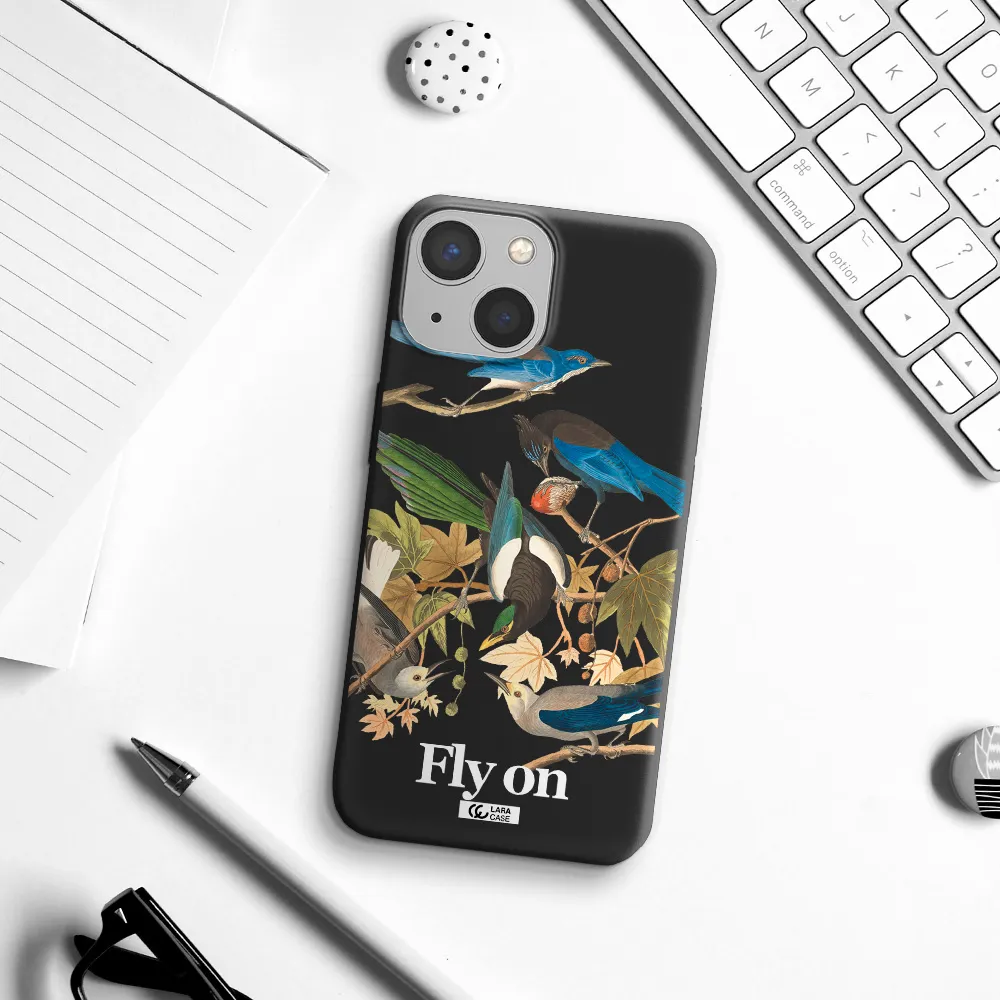 a group of birds on a branch Apple iPhone 13 mini Silicone black Case
