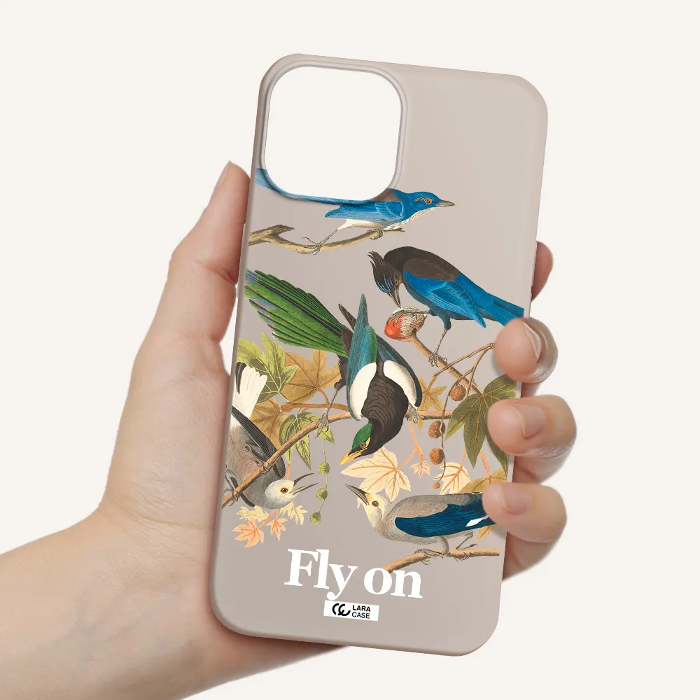 a group of birds on a branch Apple iPhone 13 mini Silicone Stone Case
