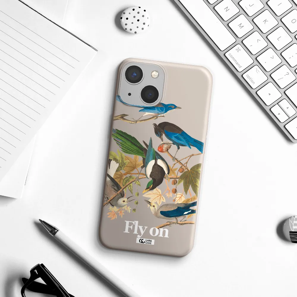 a group of birds on a branch Apple iPhone 13 mini Silicone Stone Case