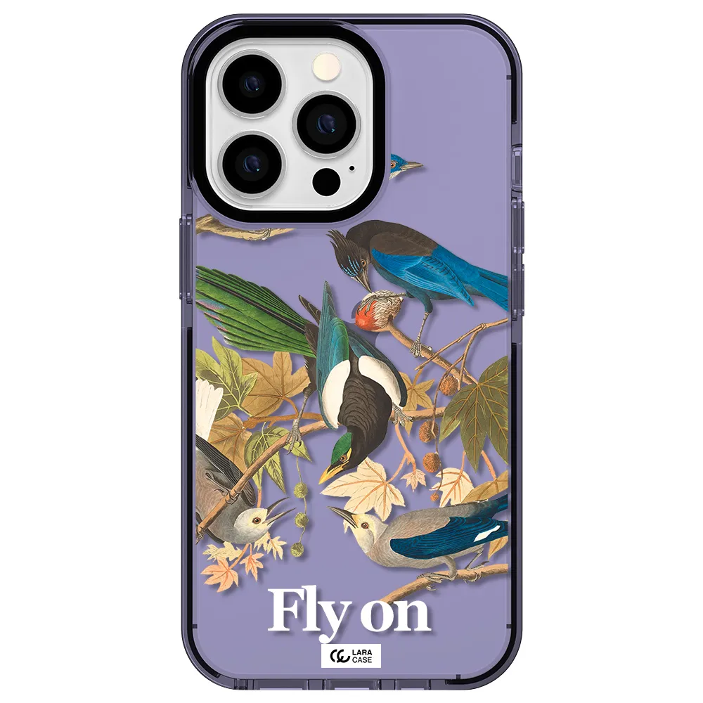 a group of birds on a branch Apple iPhone 13 Pro impact Lilac Case