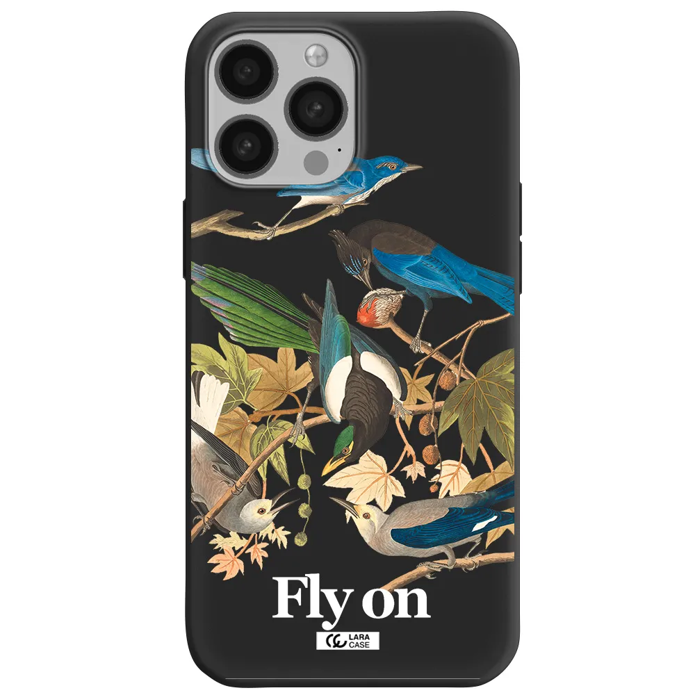 a group of birds on a branch Apple iPhone 13 Pro Max Silicone black Case