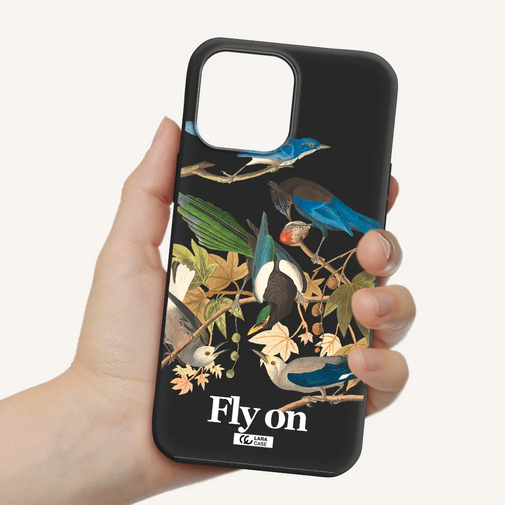 a group of birds on a branch Apple iPhone 13 Pro Max Silicone black Case