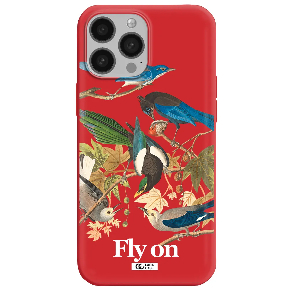 a group of birds on a branch Apple iPhone 13 Pro Max Silicone Imperial Red Case