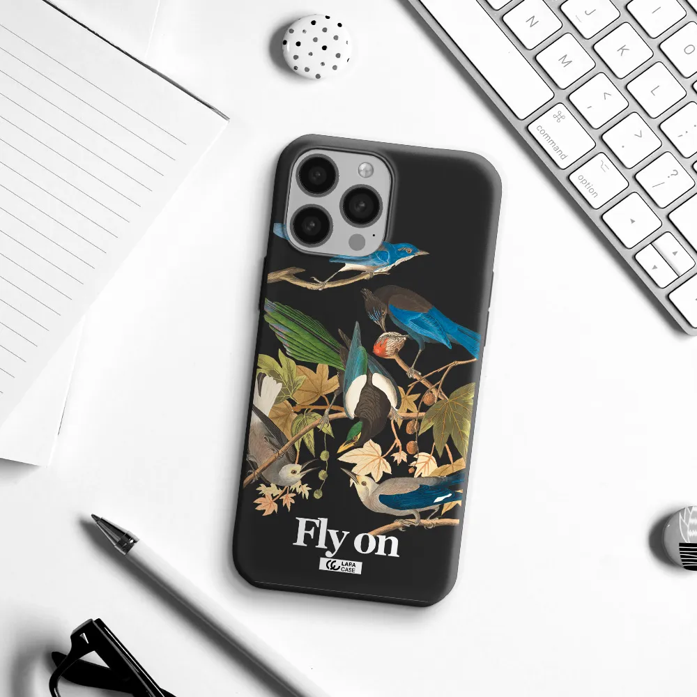 a group of birds on a branch Apple iPhone 13 Pro Silicone black Case