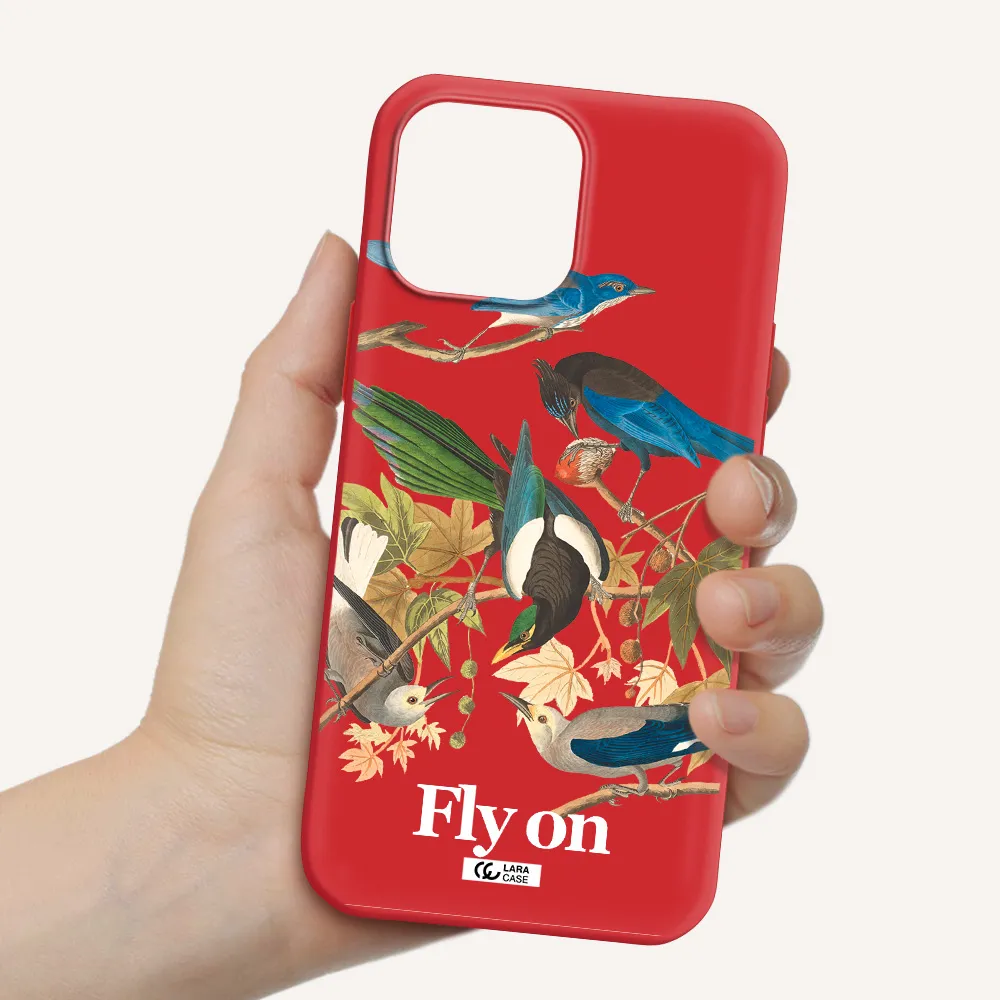 a group of birds on a branch Apple iPhone 13 Pro Silicone Imperial Red Case