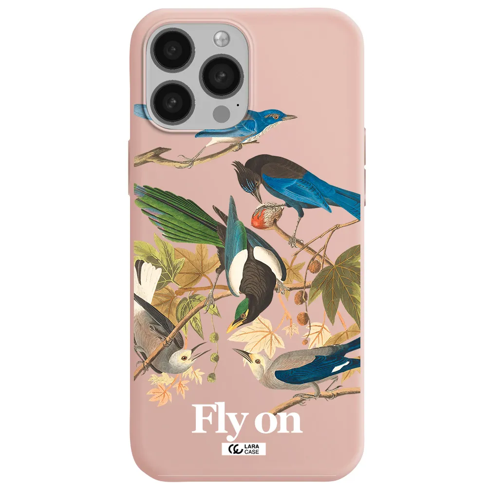 a group of birds on a branch Apple iPhone 13 Pro Silicone pastel pink Case