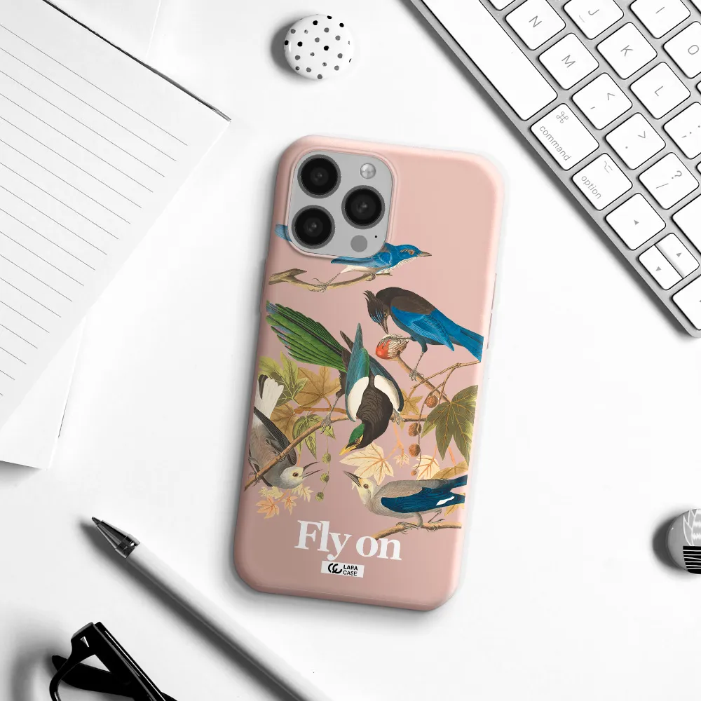 a group of birds on a branch Apple iPhone 13 Pro Silicone pastel pink Case