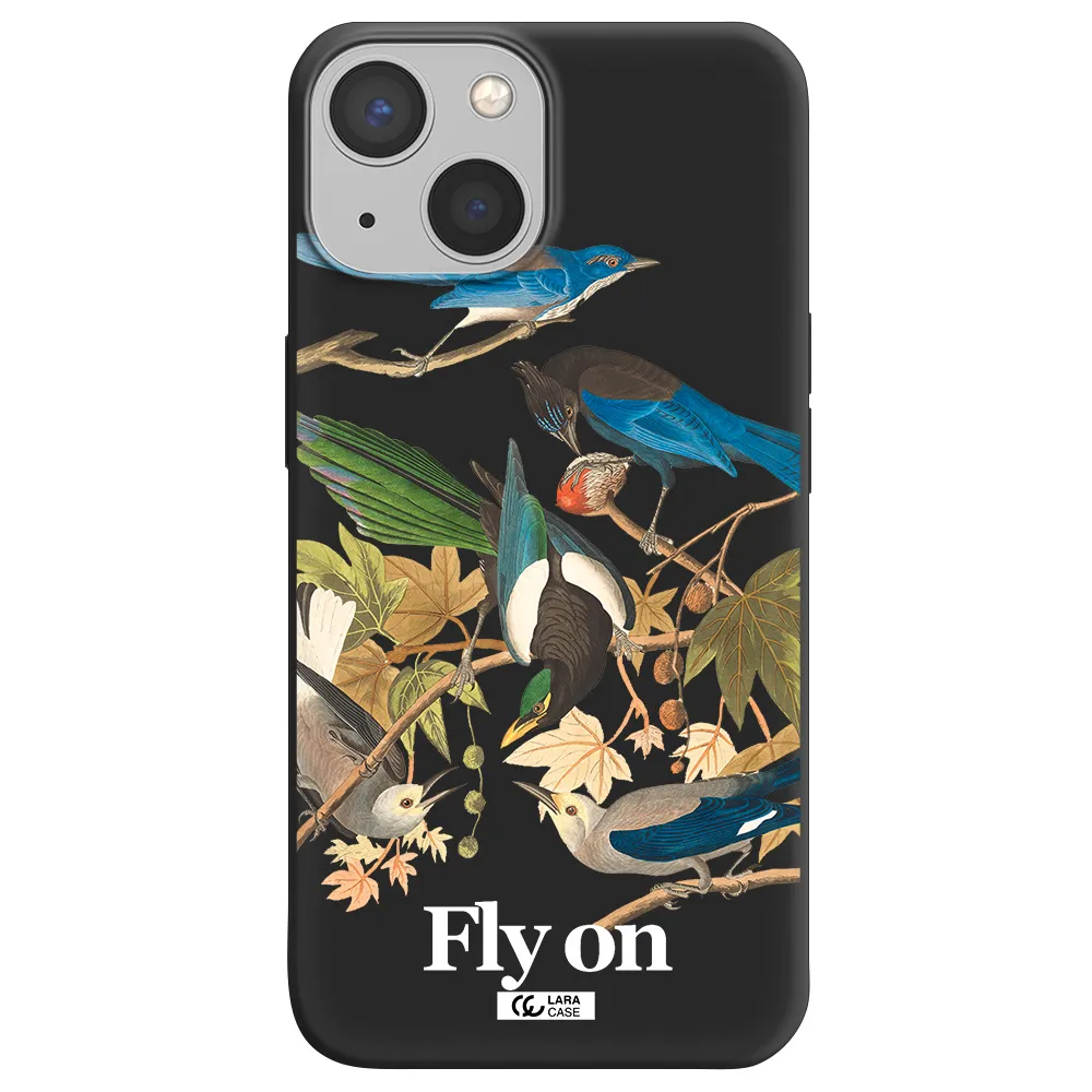 a group of birds on a branch Apple iPhone 13 Silicone black Case