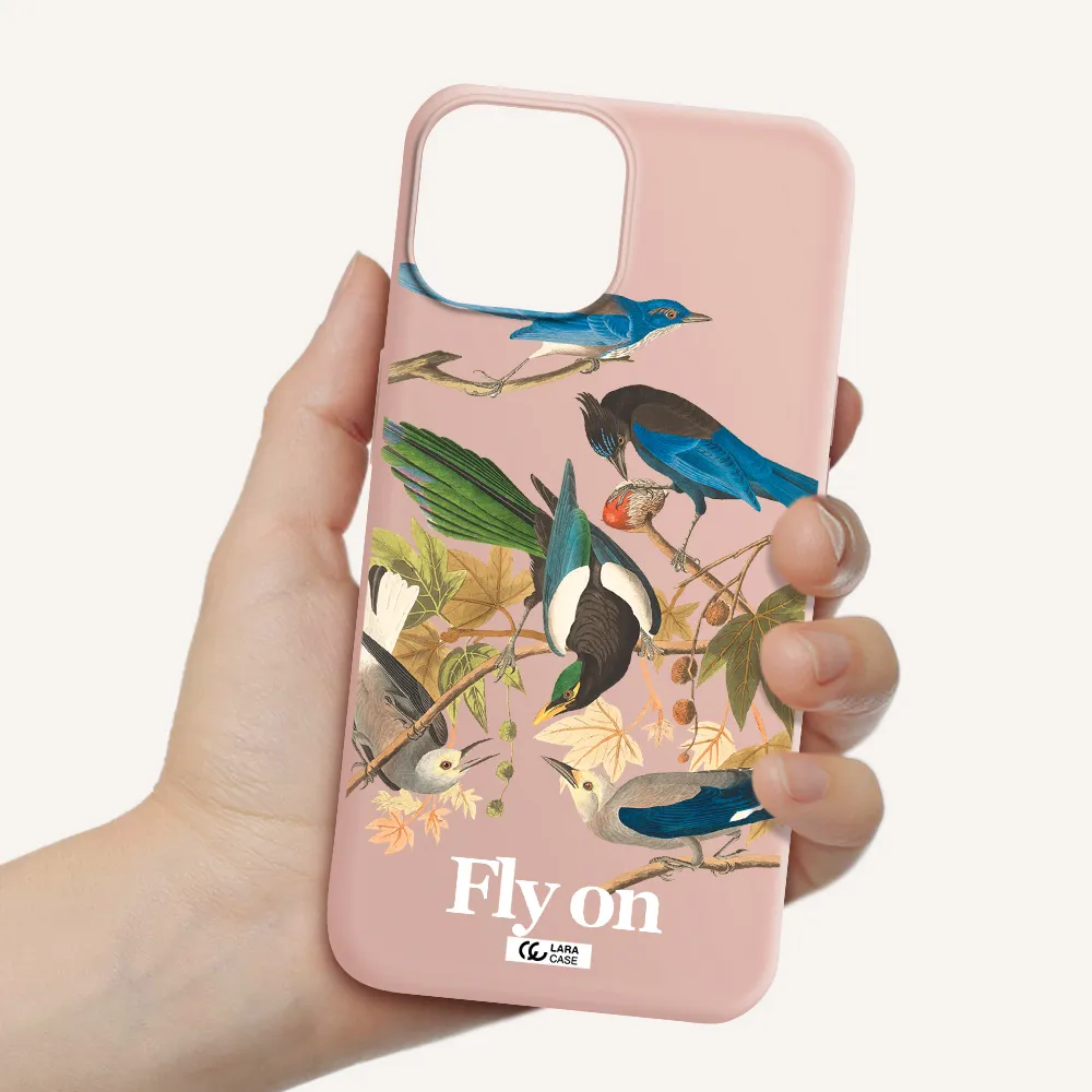 a group of birds on a branch Apple iPhone 13 Silicone pastel pink Case