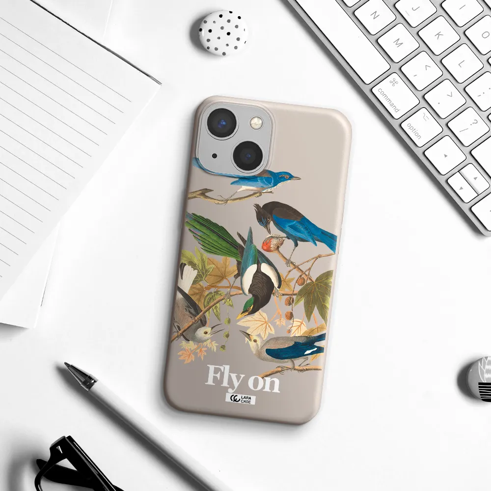 a group of birds on a branch Apple iPhone 13 Silicone Stone Case