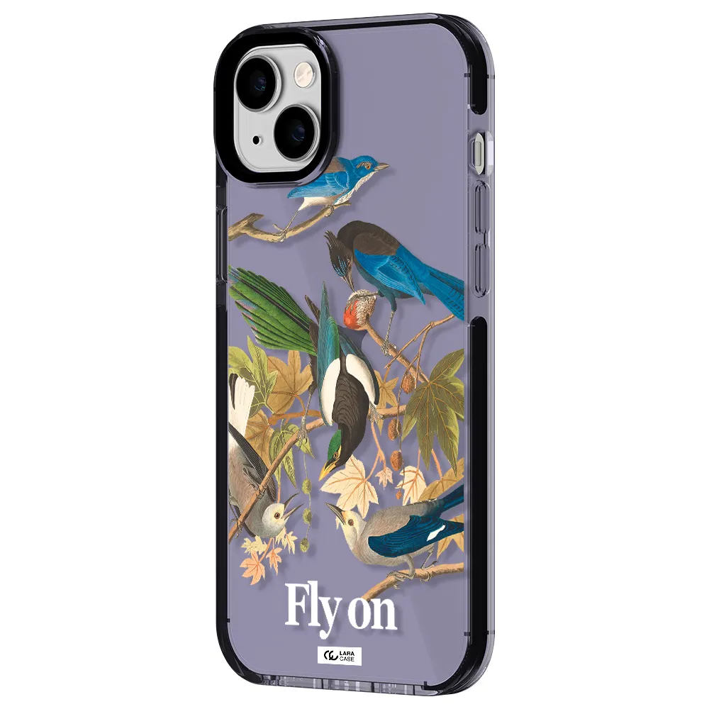 a group of birds on a branch Apple iPhone 14 plus impact Lilac Case