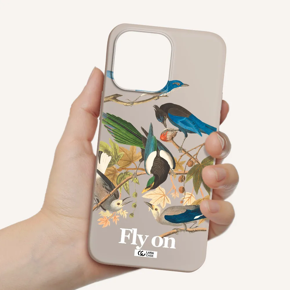 a group of birds on a branch Apple iPhone 14 pro Silicone Stone Case
