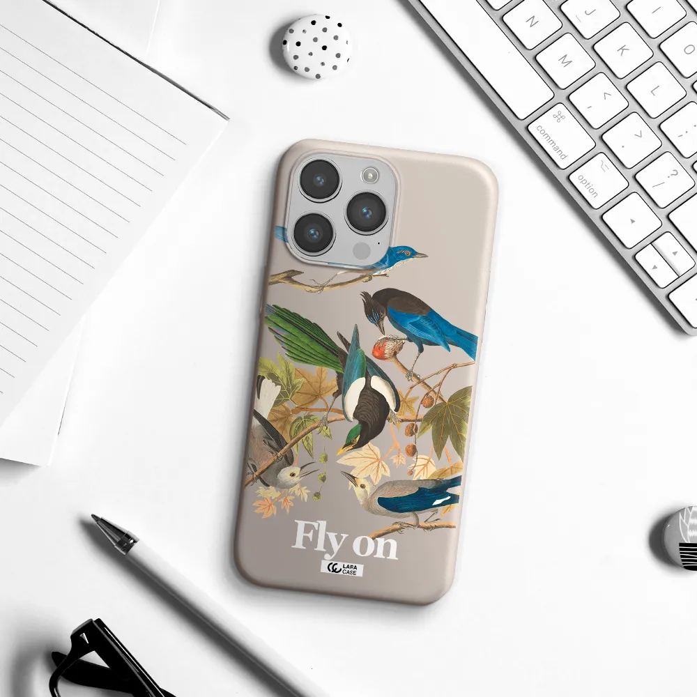 a group of birds on a branch Apple iPhone 14 pro Silicone Stone Case