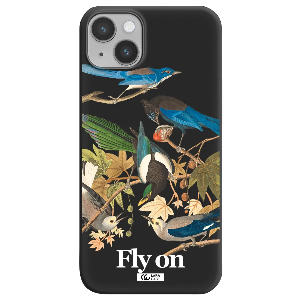 a group of birds on a branch Apple iPhone 14 Silicone black Case