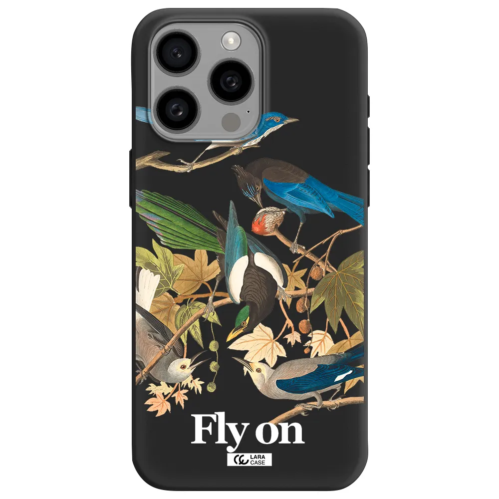 a group of birds on a branch Apple Iphone 15 Pro max Silicone black Case