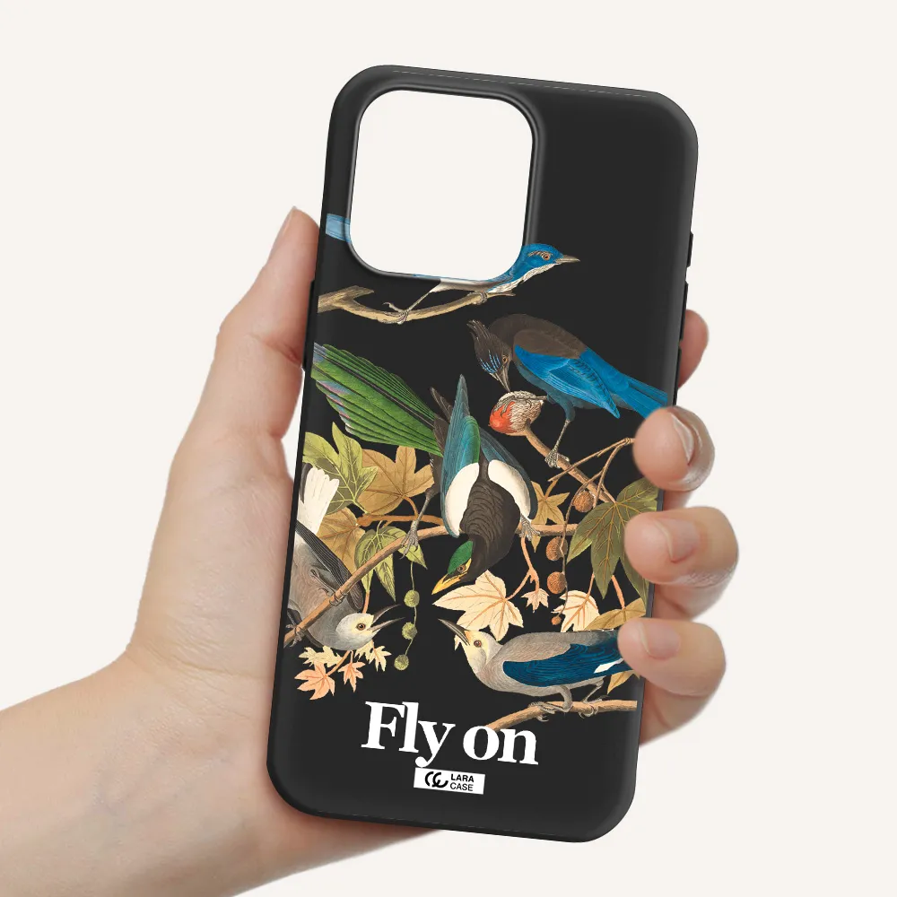 a group of birds on a branch Apple Iphone 15 Pro max Silicone black Case