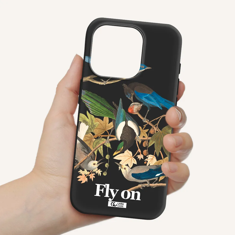 A Group Of Birds On A Branch Apple Iphone 15 Pro Silicone Black Case