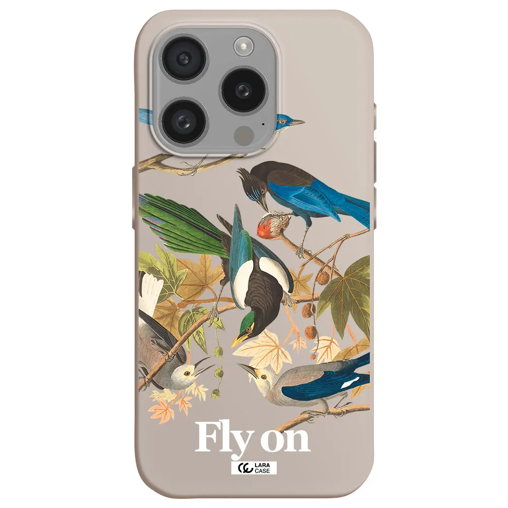 A Group Of Birds On A Branch Apple Iphone 15 Pro Silicone Stone Case
