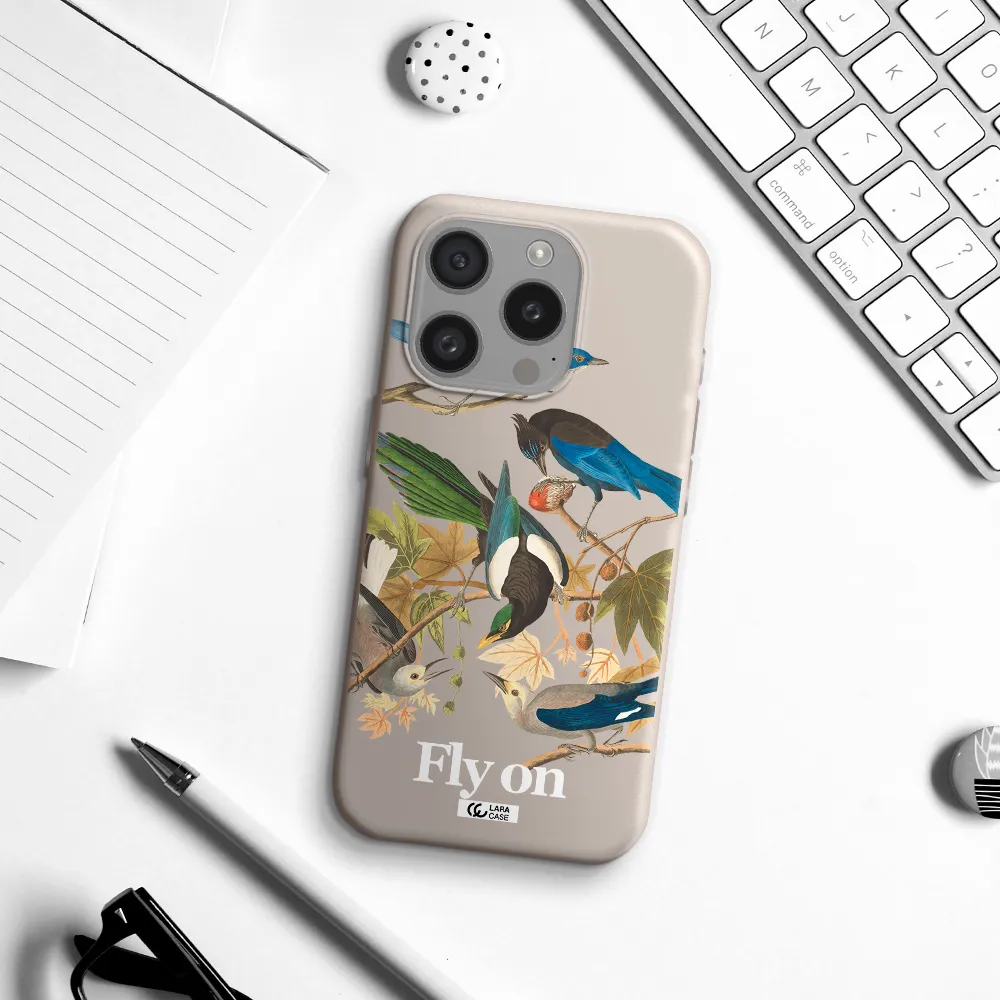 A Group Of Birds On A Branch Apple Iphone 15 Pro Silicone Stone Case