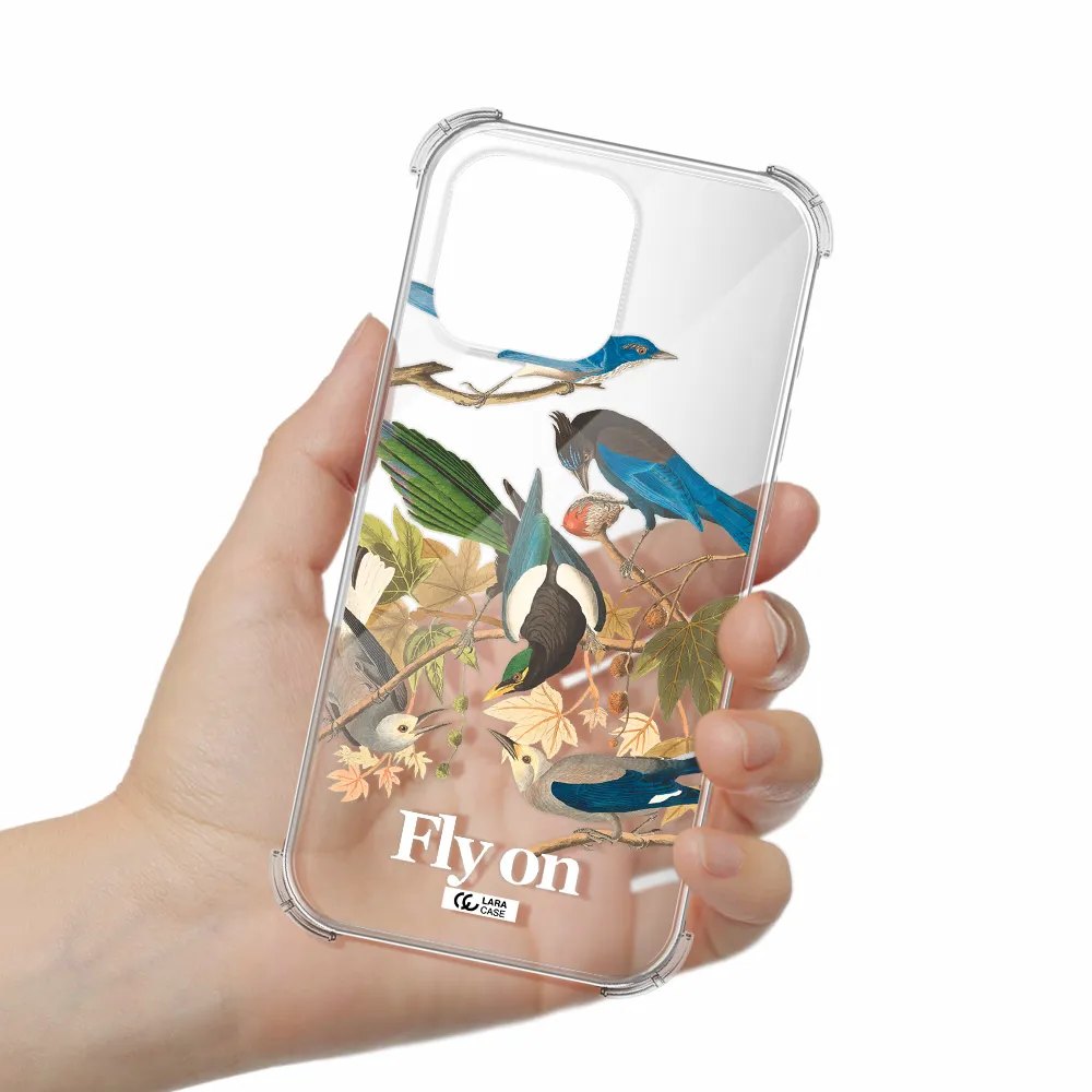 A Group Of Birds On A Branch Apple Iphone 16 Pro Max Clear Pc Case