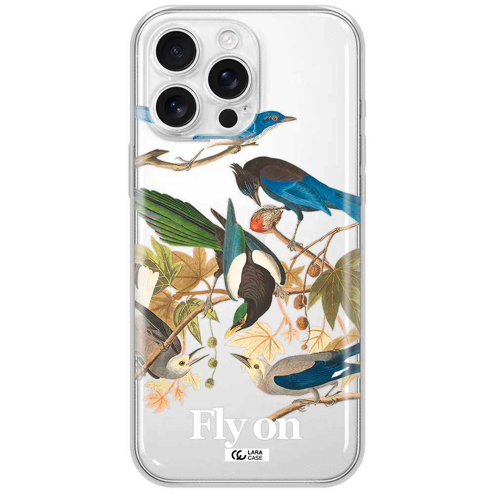 A Group Of Birds On A Branch Apple Iphone 16 Pro Max Clear Tpu Case