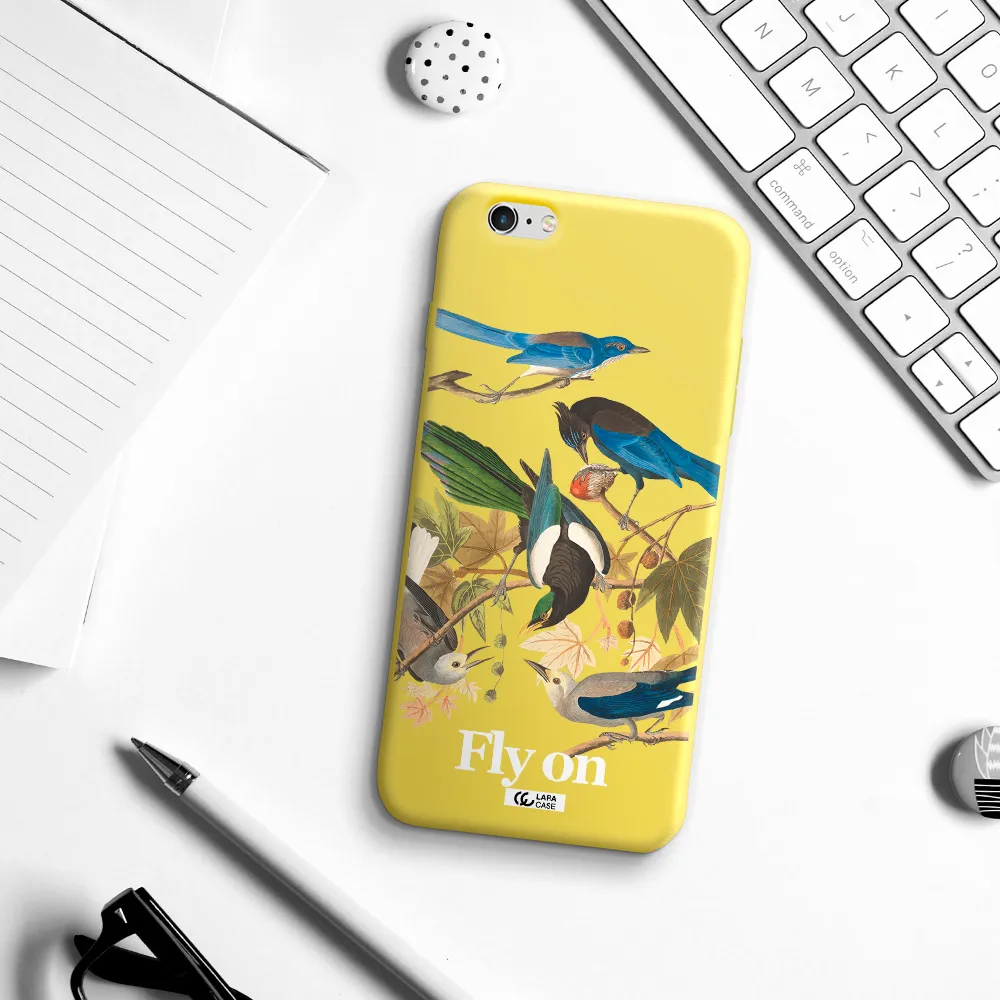 a group of birds on a branch Apple iPhone 6 plus Silicone canary yellow Case