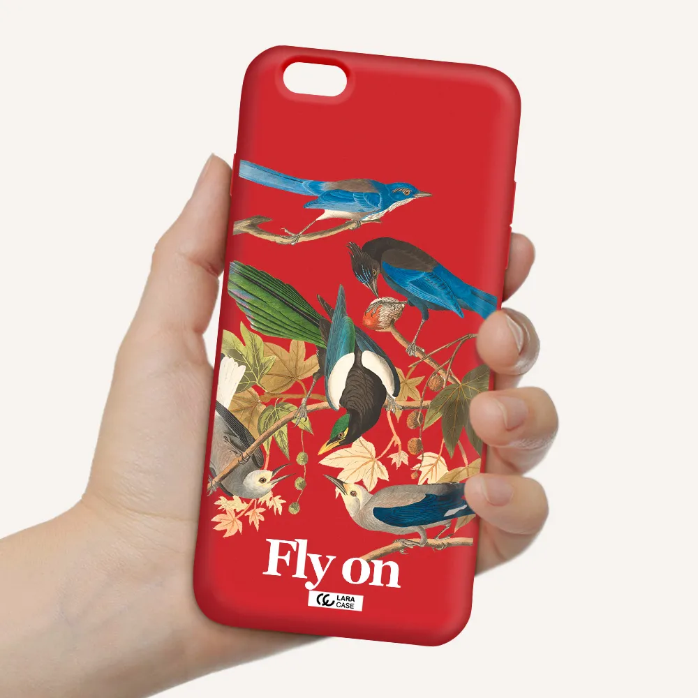 a group of birds on a branch Apple iPhone 6 plus Silicone Imperial Red Case