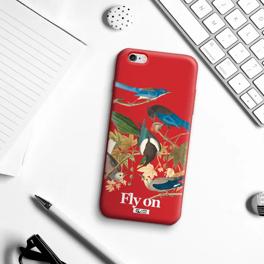 a group of birds on a branch Apple iPhone 6 plus Silicone Imperial Red Case