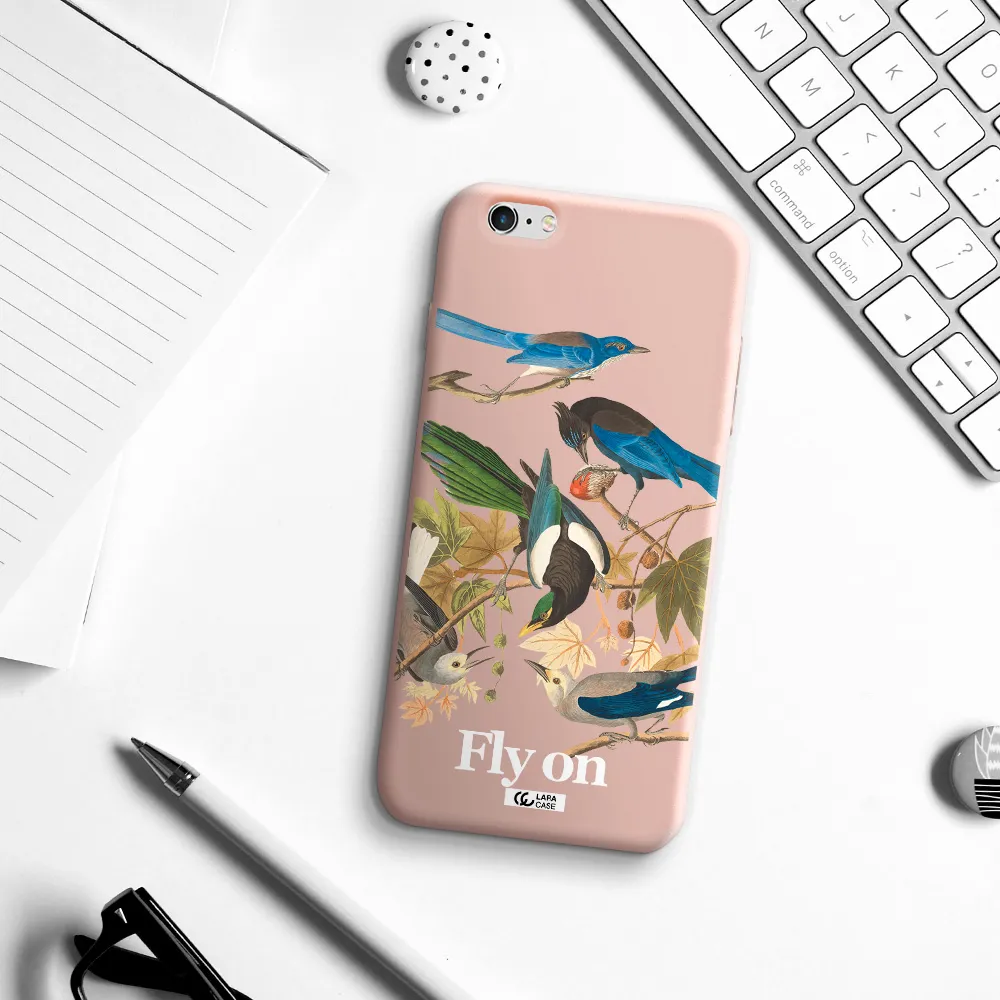 a group of birds on a branch Apple iPhone 6 plus Silicone pastel pink Case