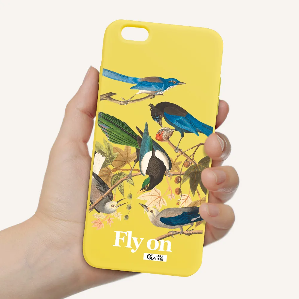 a group of birds on a branch Apple iPhone 6 s plus Silicone canary yellow Case