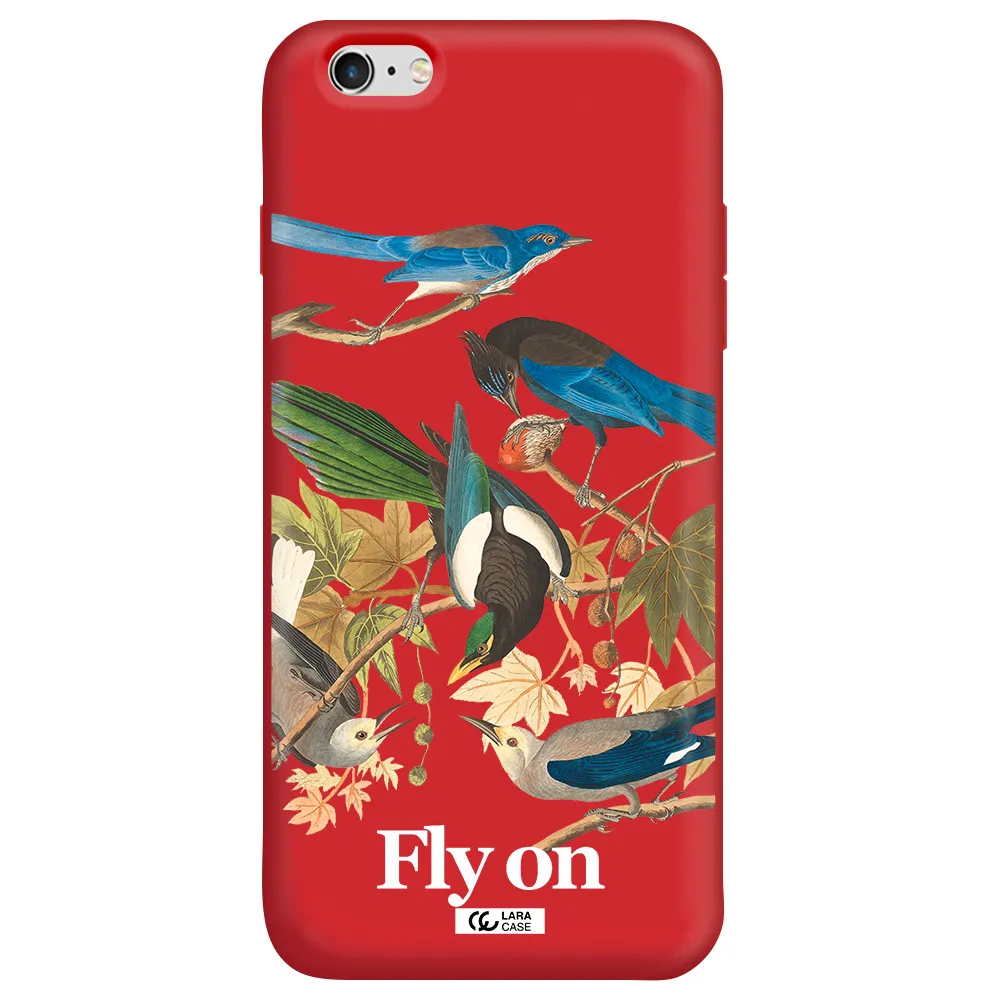 a group of birds on a branch Apple iPhone 6 s plus Silicone Imperial Red Case