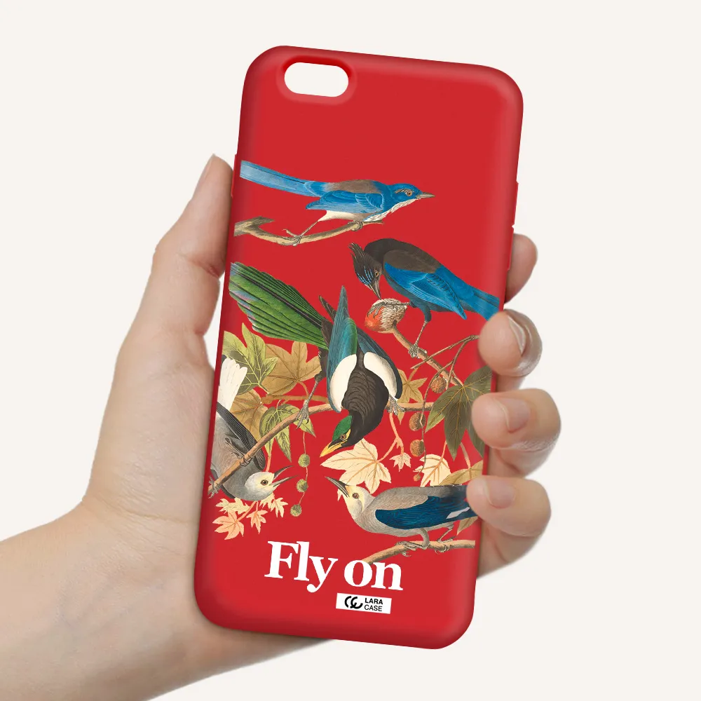 a group of birds on a branch Apple iPhone 6 s plus Silicone Imperial Red Case