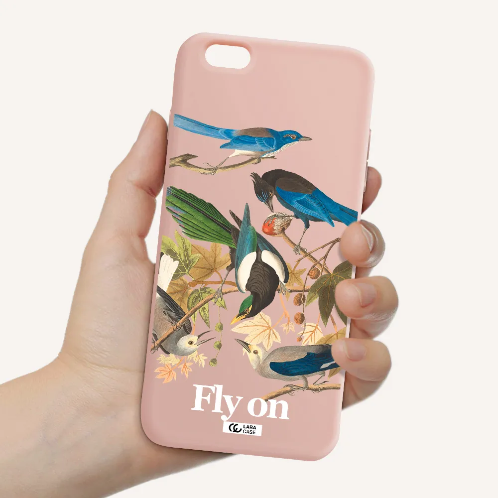 a group of birds on a branch Apple iPhone 6 s plus Silicone pastel pink Case