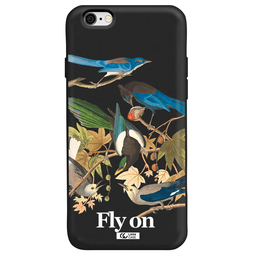 a group of birds on a branch Apple iPhone 6 Silicone black Case