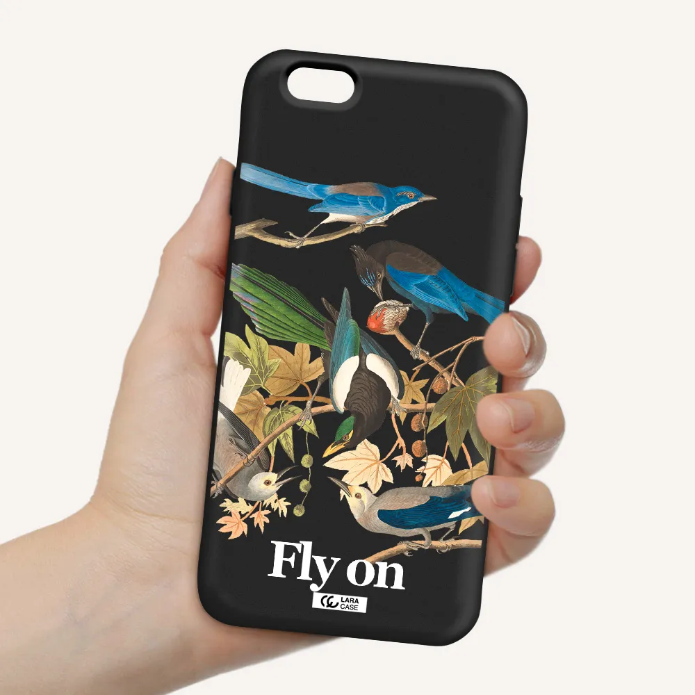 a group of birds on a branch Apple iPhone 6 Silicone black Case