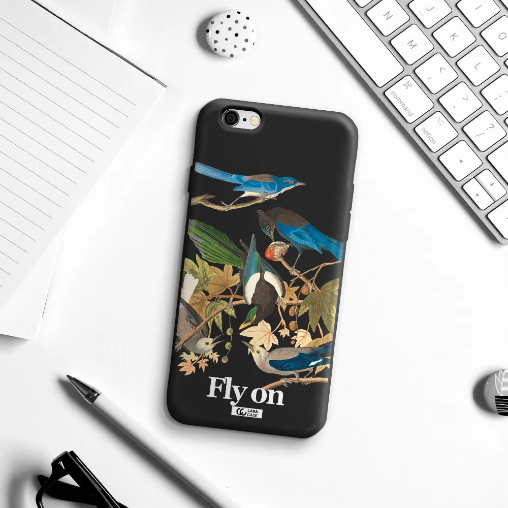 a group of birds on a branch Apple iPhone 6 Silicone black Case