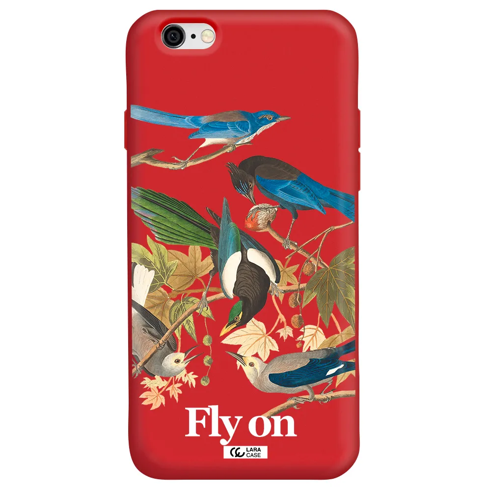 a group of birds on a branch Apple iPhone 6 Silicone Imperial Red Case