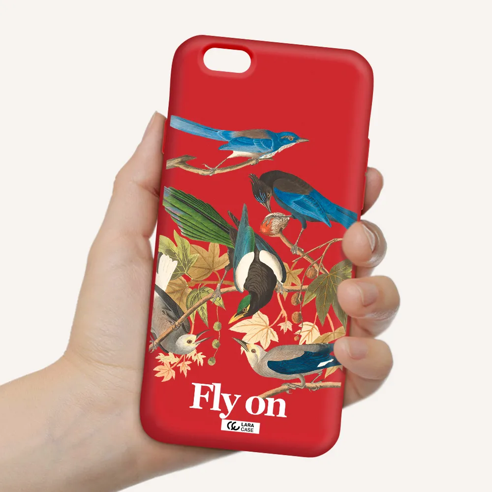 a group of birds on a branch Apple iPhone 6 Silicone Imperial Red Case